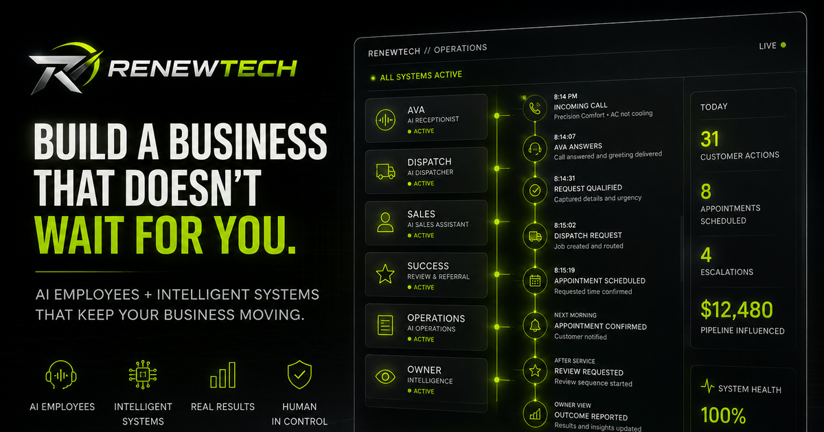 ReNewTech Operations Rail workflow dashboard