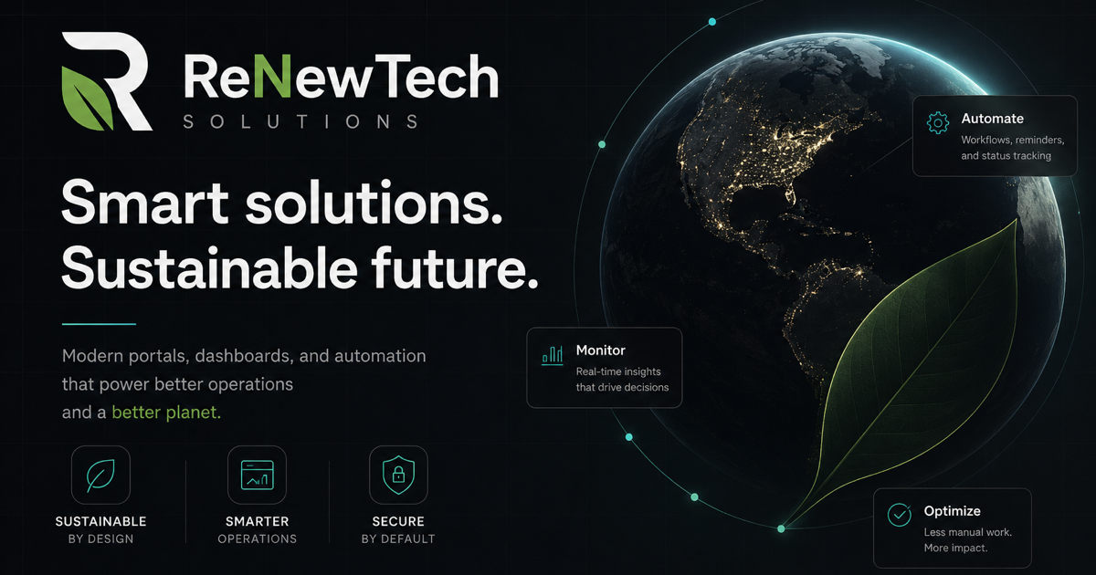 Business workflow dashboard preview for a ReNewTech platform build